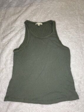 Ultra Flirt Olive Green Ribbed Scoop Tank